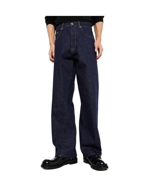sunflower Blue Wide-Leg Buttoned Jeans for men