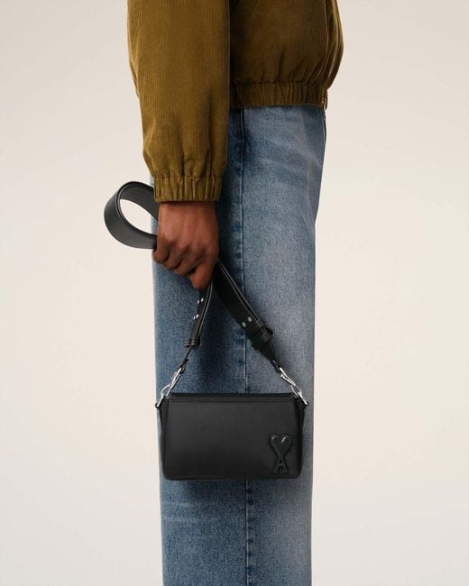 AMI Black Logo Patch Box Marcel Shoulder Bag for men