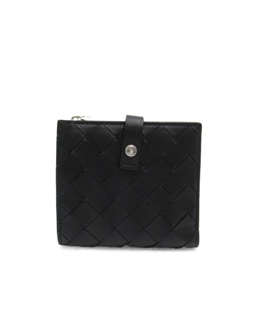 Bottega Veneta Black Woven Zipper Wallet