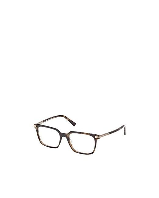Zegna White Rectangular Frame Glasses for men