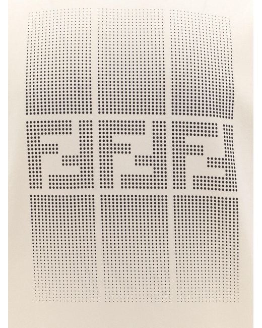 Fendi White Ff Motif Print Short Sleeve Cotton T-Shirt for men