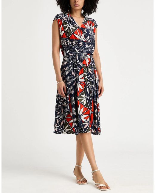Tory Burch Blue V-Neck Floral Wrap Dress