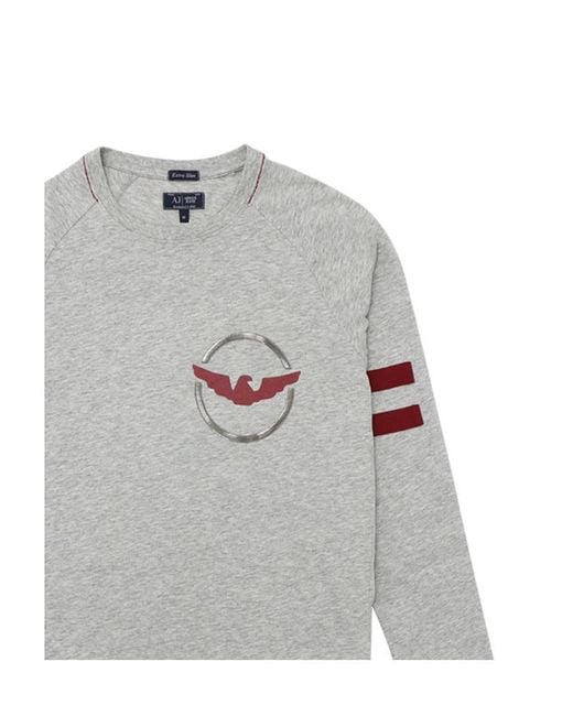 Armani Jeans Gray T-Shirt With Round Neck And Long Sleeves for men