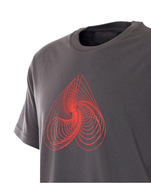 Moose Knuckles Gray Graphic Printed Crewneck T-Shirt for men