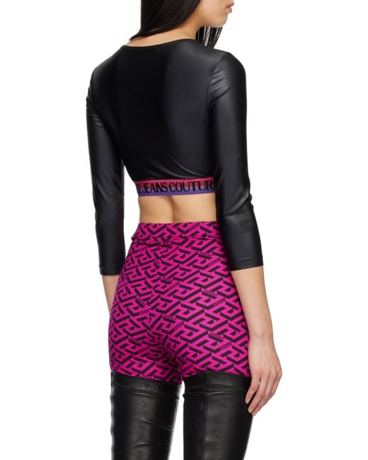 Versace Jeans Black Couture Crewneck Cropped Top