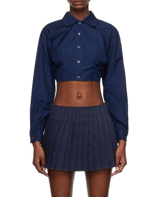 AMI Blue Long-Sleeved Short-Style Shirt