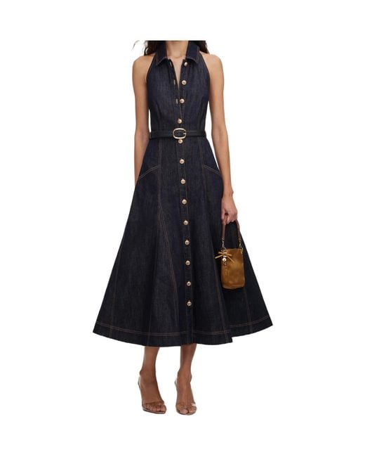 Self-Portrait Blue Denim Midi Dress
