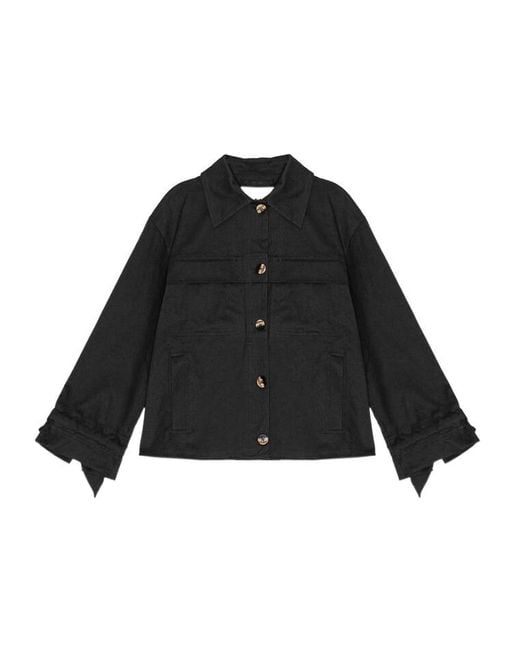 Ganni Black Herringbone Buttoned Jacket