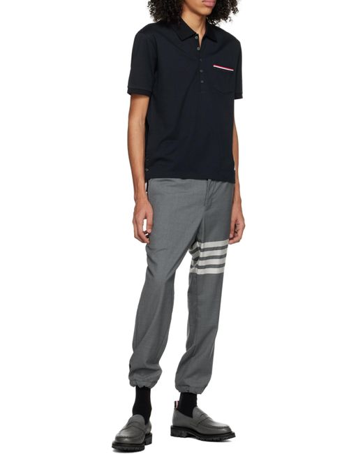 Thom Browne Blue Rwb Short-Sleeved Polo Shirt for men