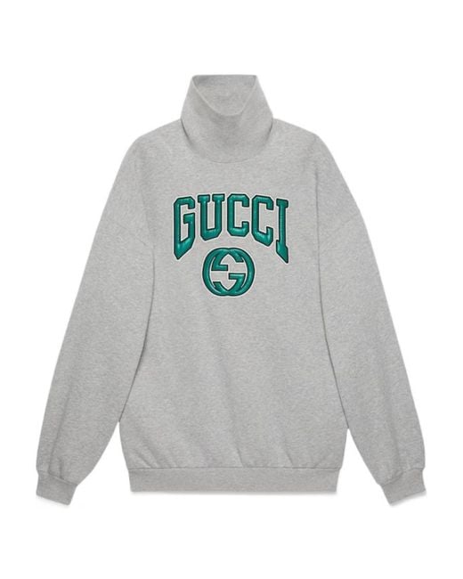 Gucci Gray Logo Embroidered Crewneck Sweatshirt