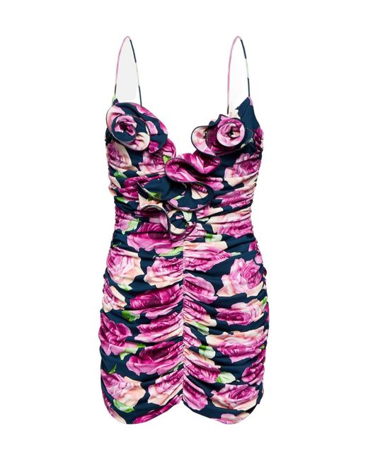 Magda Butrym Purple Floral Ruched Minidress