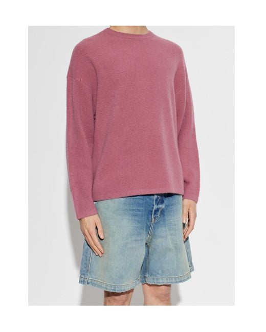 American Vintage Pink Relaxed Crew Neck Knitted Sweater for men