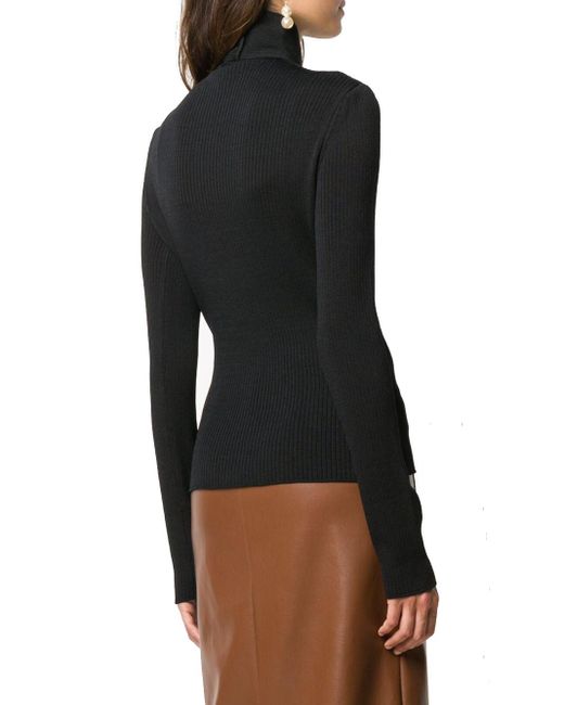 MSGM Black Wrap Detail Turtleneck Top