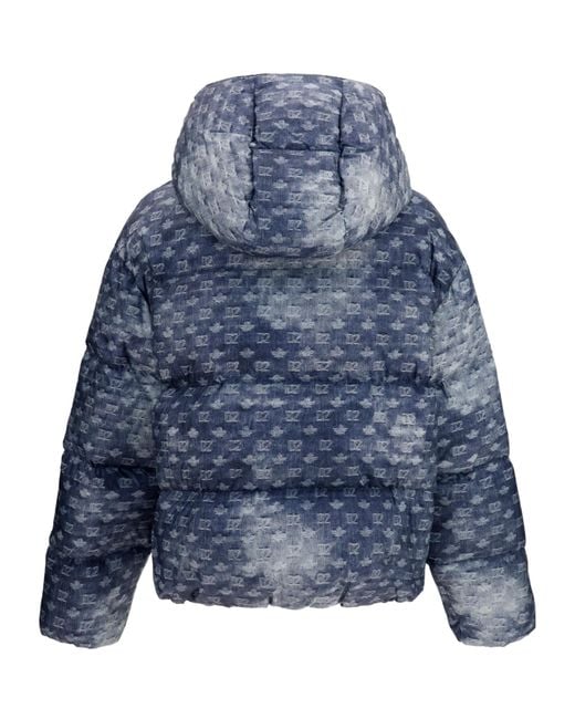 DSquared² Blue Monogram Down Jacket for men