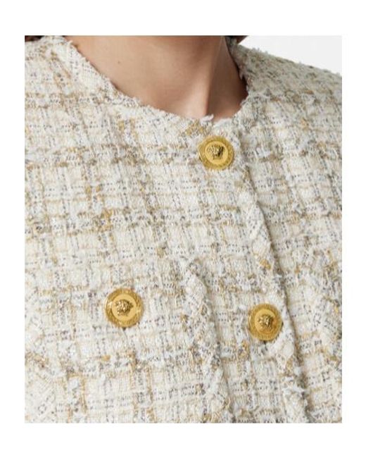 Versace White Button-Up Tweed Jacket