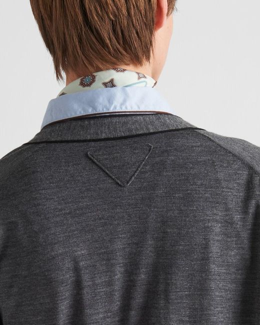 Prada Gray Wool Cardigan for men