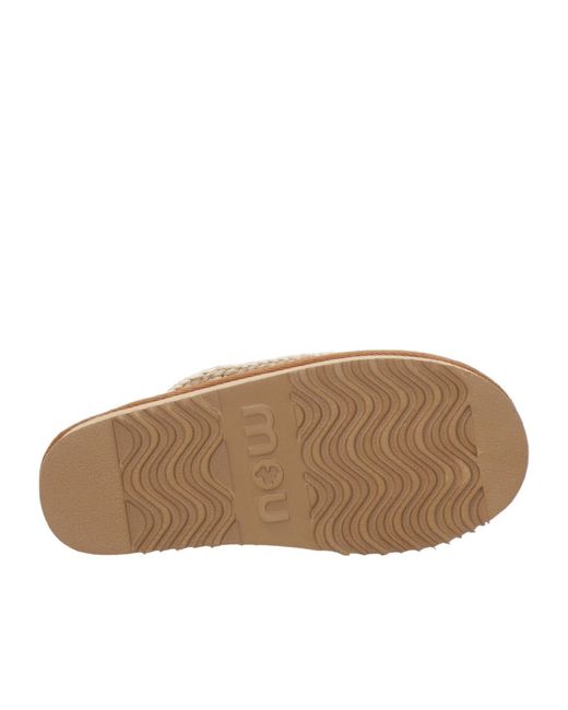 Mou Brown Crochet Slip-On Sandals