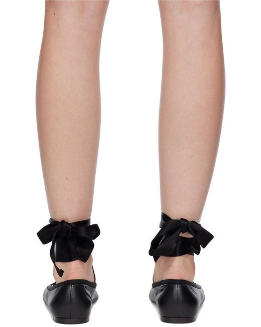 Ferragamo Black Ferragamo Ankle Ribbon Ballet Flat Shoes