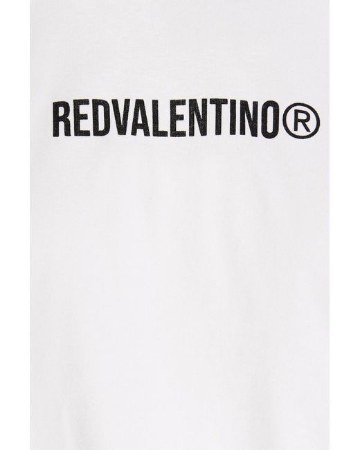 RED Valentino White Logo T-Shirt With Round Neck