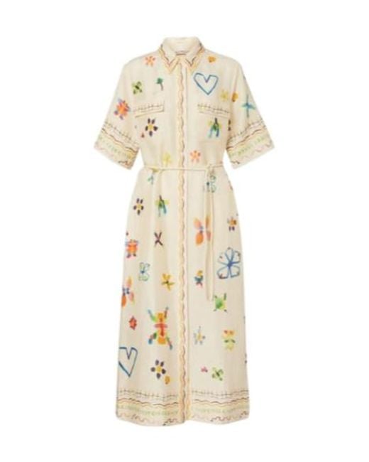 ALÉMAIS Metallic Sidi Floral Linen-Blend Shirt Dress