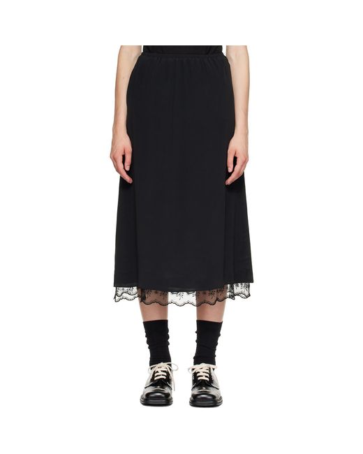 Simone Rocha Black Lace-Trim Midi Skirt