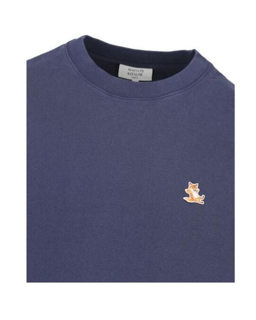 Maison Kitsuné Blue Maison Kitsuné Chillax Fox Patch Crewneck Sweatshirt for men