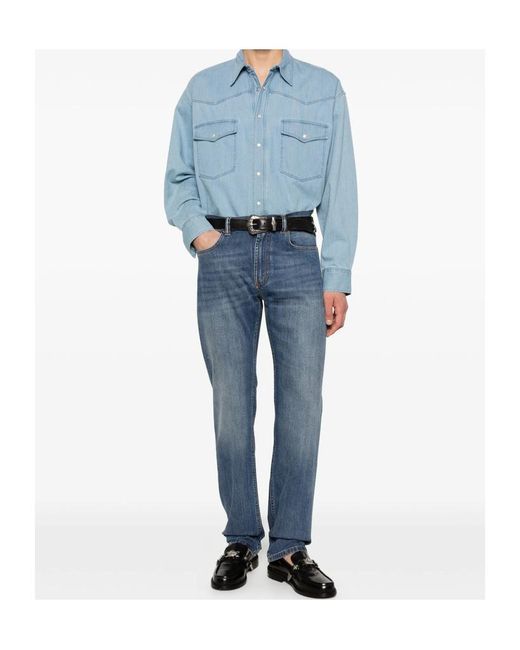 Versace Blue Logo-Patch Denim Jeans for men