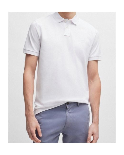 Boss Blue Boss Logo Patch Short Sleeved Polo Shirt for men