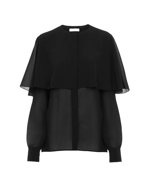 Chloé Black Chloé Crewneck Straight Hem Long-Sleeved Shirt