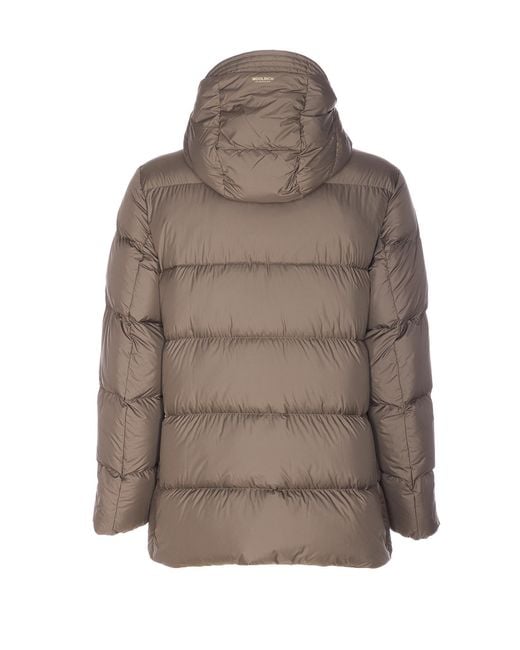 Woolrich Brown Long Sleeved Hooded Down Jacket for men