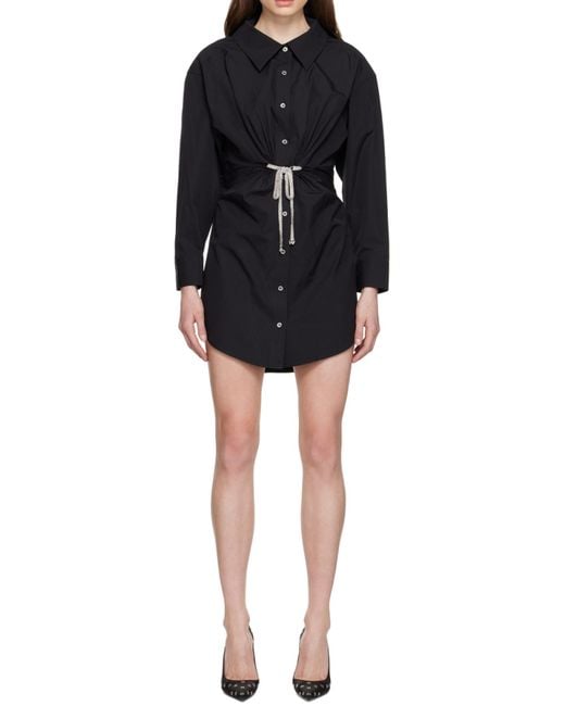 Alexander Wang Black Crystal-Embellished Mini Shirt Dress