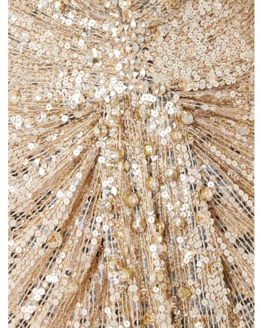 Jenny Packham Natural Sequined Chiffon Gown