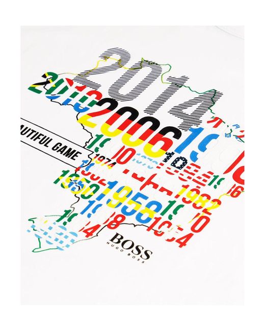 Boss White T-Shirt With Round Neck And Short Sleeves for men