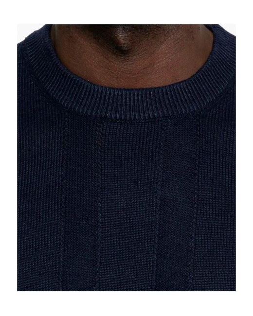 Brunello Cucinelli Blue Ribbed Short-Sleeve T-Shirt for men