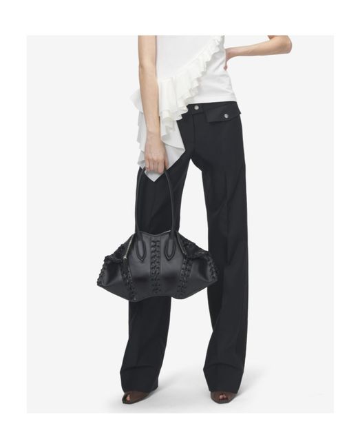 McQueen Black Manta Lace-Up Shoulder Bag