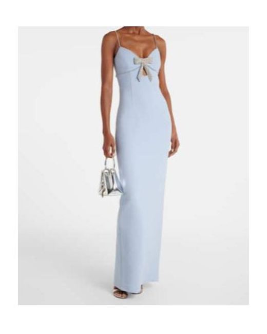 Rebecca Vallance Blue Bow-Detail Embellished Crêpe Gown