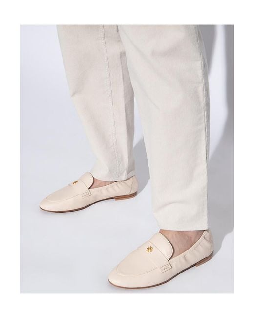 Tory Burch Natural Logo-Plaque Slip-On Ballet Loafers