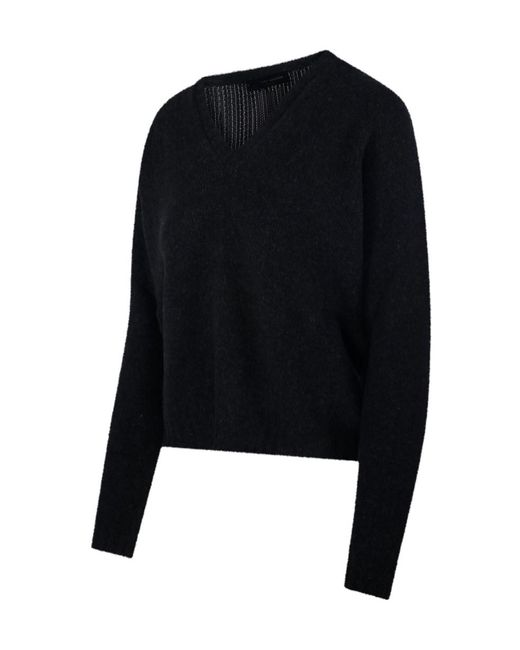 Roberto Collina Black V-Neck Ribbed Sweater