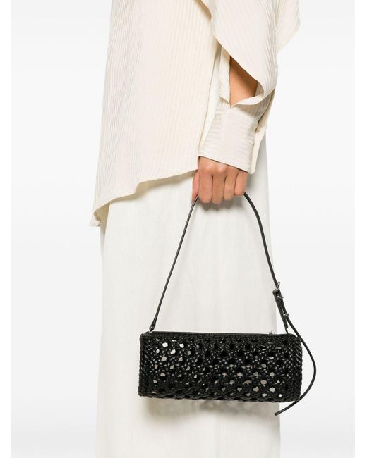 Michael Kors Black Michael Izzy Small Crocheted Barrel Pochette