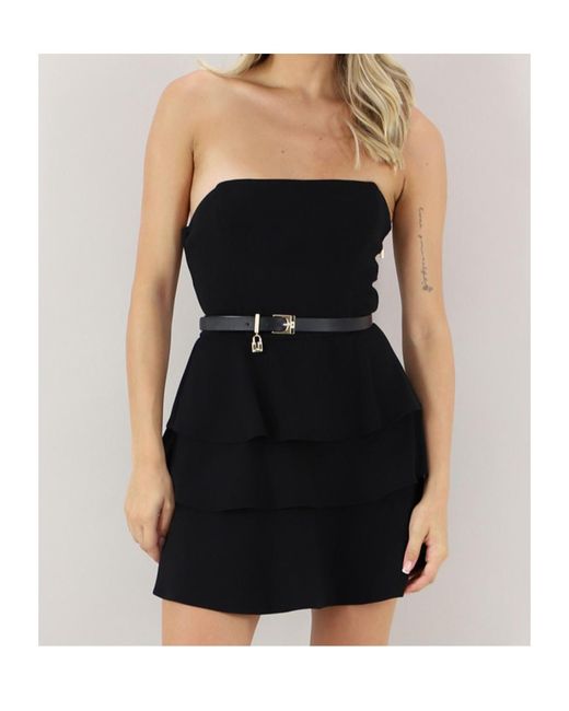 Elisabetta Franchi Black Sleeveless Off-The-Shoulder Dress