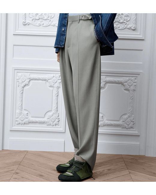 Dior Gray Pleated Tailored Pants for men