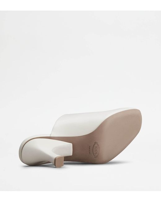 Tod's White Mid Heel Slip-On Mules