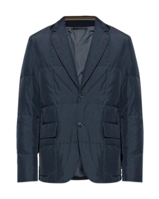 Paul Smith Blue Quilted Down Technical Blazer for men