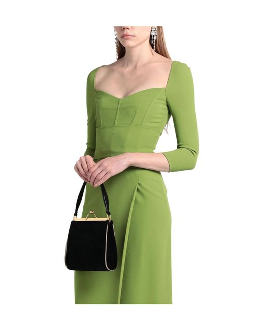 Dolce & Gabbana Green Solid-Colored Flare Skirt