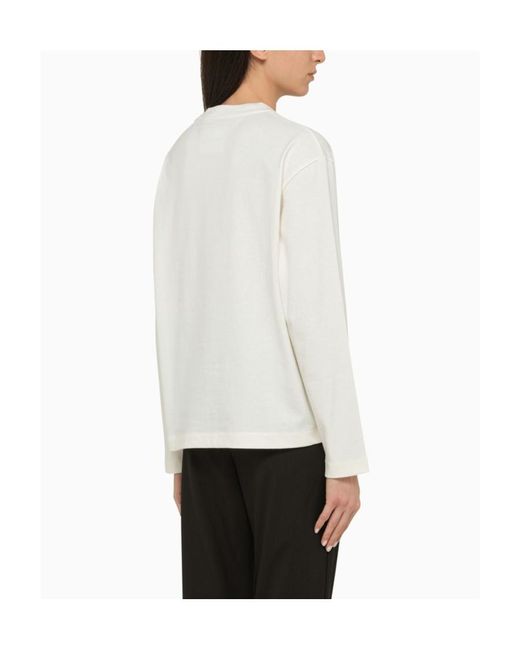 Jil Sander White Logo Printed Crewneck Sweatshirt