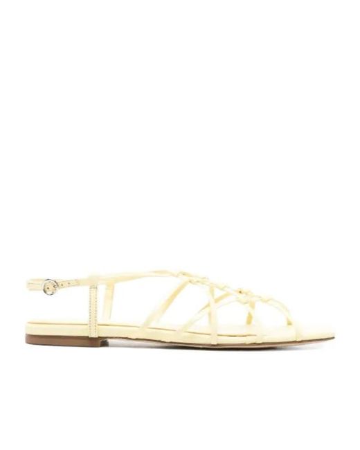 Aeyde White Anisa Knot-Detail Leather Sandals