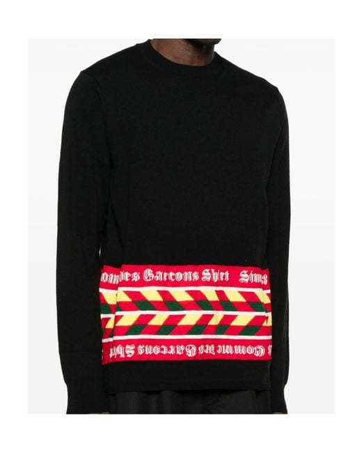 Comme des Garçons Black Geometric-Pattern Crew-Neck Sweater for men