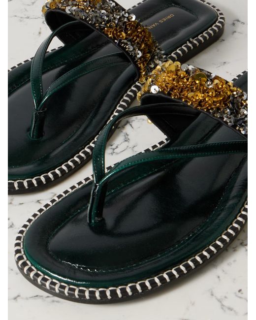 Dries Van Noten Multicolor Sequin Slip-On Sandals