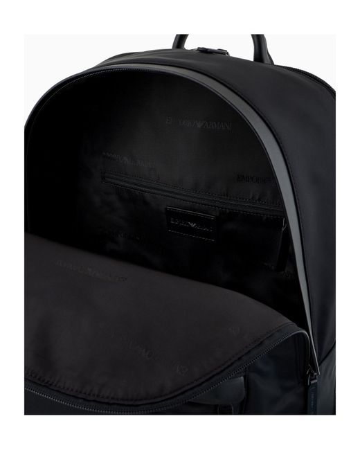 Emporio Armani Black Logo Plaque Zaino Backpack for men