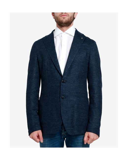 Tagliatore Blue Long Sleeved Suit Jacket for men